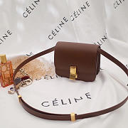 Celine Leather Classic Box Shoulder Bag Brown 16cm - 1