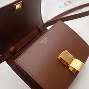 Celine Leather Classic Box Shoulder Bag Brown 16cm - 3