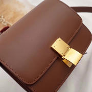 Celine Leather Classic Box Shoulder Bag Brown 16cm - 2