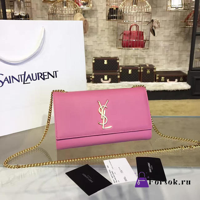 YSL MONOGRAM KATE GRAIN DE POUDRE EMBOSSED Pink 4761 24cm  - 1