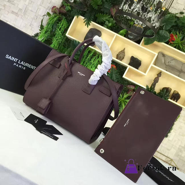 YSL Sac-De-Jour GRAINED LEATHER Purple Plum 4916 26cm  - 1