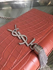 YSL MONOGRAM KATE Silver Tassel in Embossed Crocodile Shiny 5046 24cm - 3