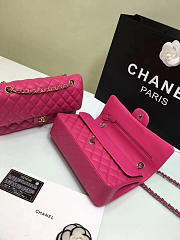 CHANEL Lambskin Leather Flap Bag Gold/Silver Rose Red 25cm - 2