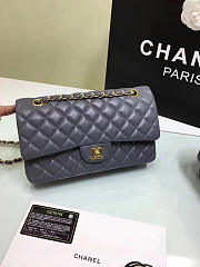 CHANEL Lambskin Leather Flap Bag Gold/Silver Grey 25cm - 4