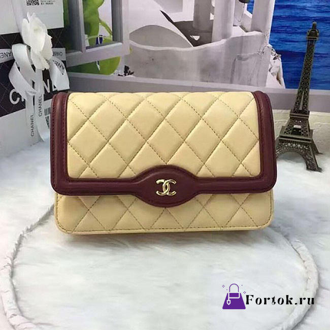 Chanel Lambskin Mini Chain WALLET Light Beige A81023 19.5cm - 1