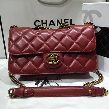 Chanel Quilted Calfskin Perfect Edge Bag Red Gold A14041 21cm