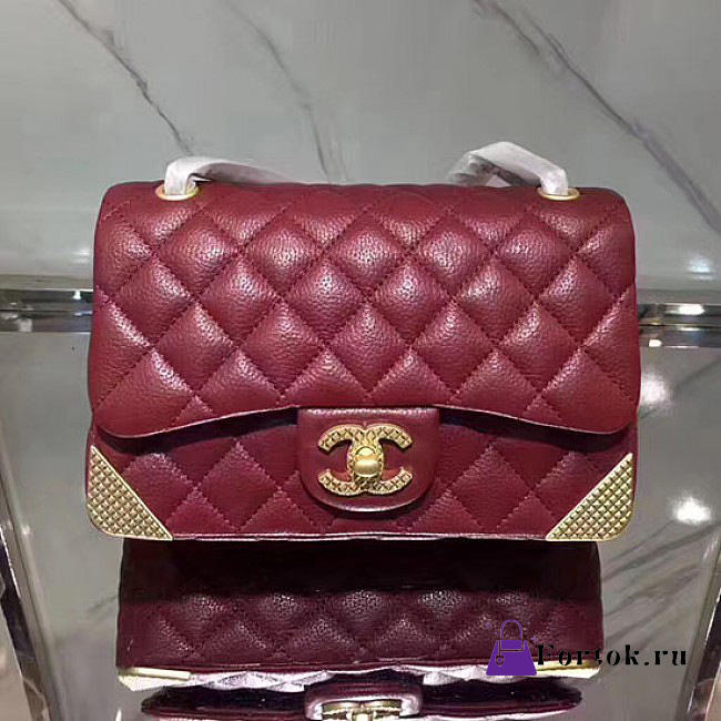 Chanel Quilted Calfskin Small Flap Bag Burgundy A98256 20cm - 1