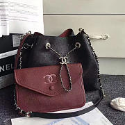 Chanel Perforated Drawstring Bucket Bag Black A93596 29cm - 1
