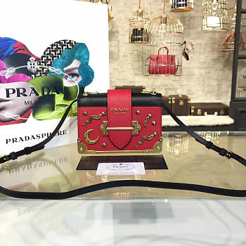 Prada Cahier leather shoulder bag Rose Red 4260