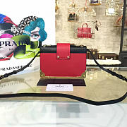 Prada Cahier leather shoulder bag Rose Red 4260 - 4