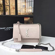 YSL SUNSET MONOGRAM MEDIUM CROCODILE EMBOSSED SHINY 4727 22cm  - 1