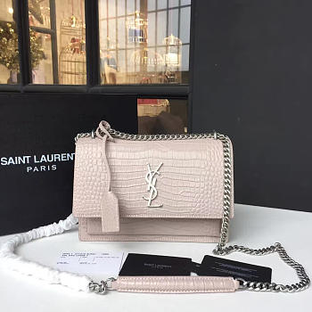 YSL SUNSET MONOGRAM MEDIUM CROCODILE EMBOSSED SHINY 4727 22cm 