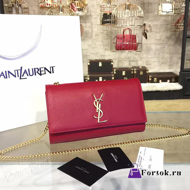 YSL MONOGRAM KATE SMOOTH LEATHER Red 4751 24cm  - 1