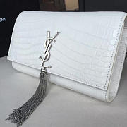 YSL MONOGRAM KATE Silver Tassel Crocodile White 4760 24cm  - 3