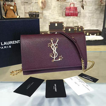 YSL MONOGRAM KATE GRAIN DE POUDRE EMBOSSED Purple Plum 4762 24cm 