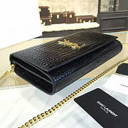 YSL MONOGRAM KATE CROCODILE EMBOSSED SHINY Black 4764 24cm  - 2