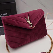 YSL LOULOU Monogram Quilted Velvet Shoulder Bag Rose Red 4809 25cm - 5