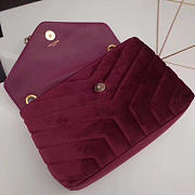 YSL LOULOU Monogram Quilted Velvet Shoulder Bag Rose Red 4809 25cm - 3