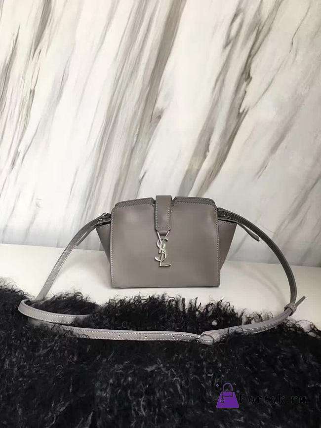 YSL Toy Cabas Crossbody Leather Bag Gray 4842 16cm  - 1