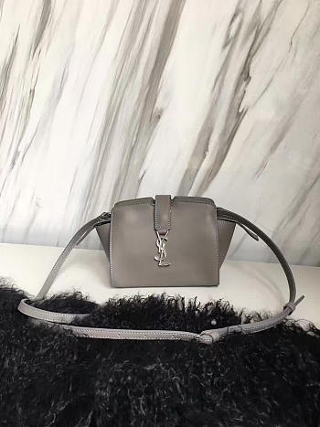 YSL Toy Cabas Crossbody Leather Bag Gray 4842 16cm 