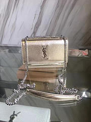 YSL SUNSET Chain Wallet Crinkled Metallic Gold 4854 17cm  - 5