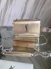 YSL SUNSET Chain Wallet Crinkled Metallic Gold 4854 17cm  - 4