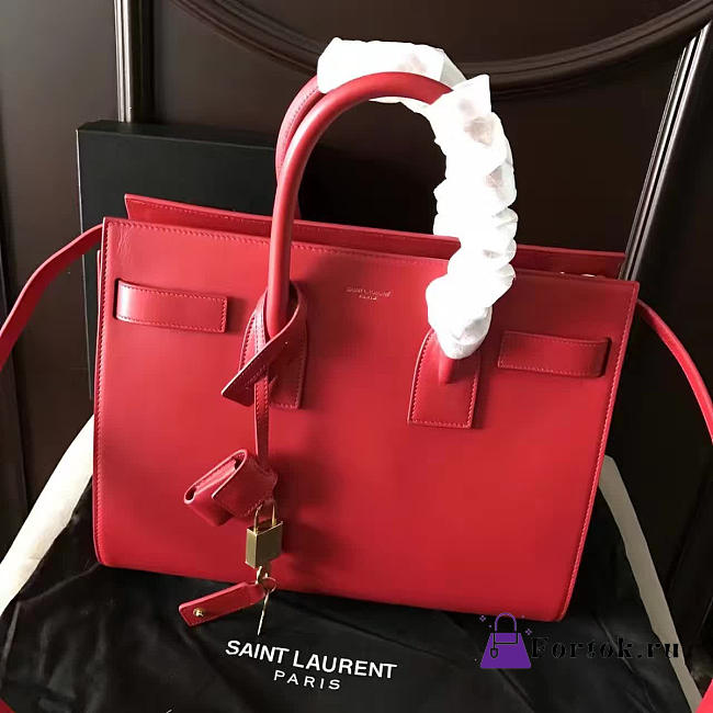 YSL Sac-De-Jour in Grained Leather Red 4896 32cm  - 1