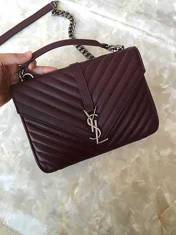 YSL Quilted MONOGRAM College Red Wine 5083 24cm