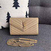 YSL ENVELOPE Gold Chian Wallet Apricot 5100 22cm - 1