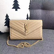 YSL ENVELOPE Gold Chian Wallet Apricot 5100 22cm - 5