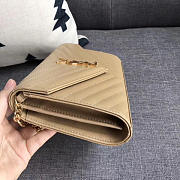 YSL ENVELOPE Gold Chian Wallet Apricot 5100 22cm - 3