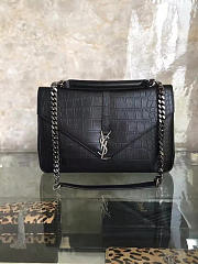 YSL MONOGRAM Colloge in Embossed Crocodile Shiny Black 5106 32cm - 6