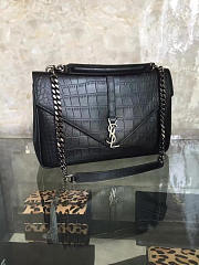 YSL MONOGRAM Colloge in Embossed Crocodile Shiny Black 5106 32cm - 5