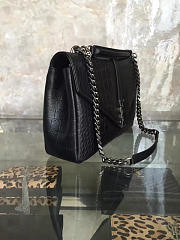 YSL MONOGRAM Colloge in Embossed Crocodile Shiny Black 5106 32cm - 3