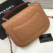 Chanel Grained Calfskin Flap Bag With Top Handle Khaki A93633 25cm - 3