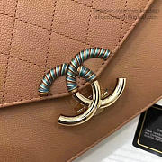 Chanel Grained Calfskin Flap Bag With Top Handle Khaki A93633 25cm - 2