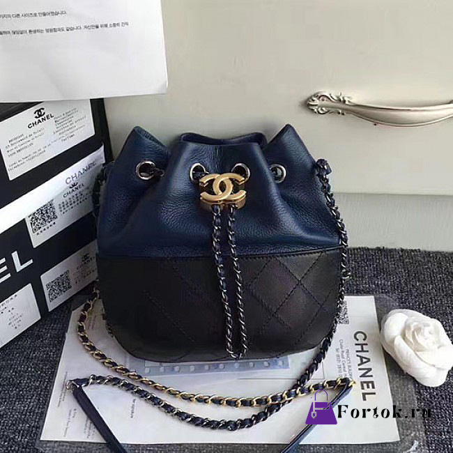 Chanels Gabrielle Purse Blue and Black A98787 20cm - 1
