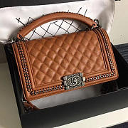 Chanel Caviar Grained Calfskin Boy Bag Top Handle Orange VS06715 25cm - 1