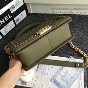 Chanel Quilted Caviar Boy Bag with Top Handle Green VS09524 25cm - 3