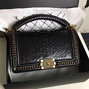 Chanel Snake Embossed Boy Bag TopHandle Black Gold A14041 25cm - 2