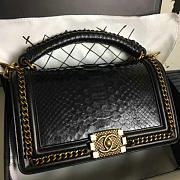 Chanel Snake Embossed Boy Bag TopHandle Black Gold A14041 25cm - 4