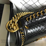 Chanel Snake Embossed Boy Bag TopHandle Black Gold A14041 25cm - 6
