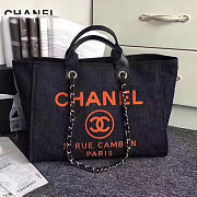 Chanel Shopping Bag Dark Blue A68046 38cm - 2