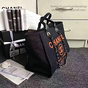 Chanel Shopping Bag Dark Blue A68046 38cm - 4