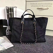 Chanel Shopping Bag Dark Blue A68046 38cm - 5