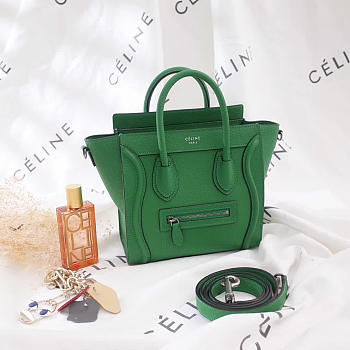 Celine Leather Nano Luggage Green 20cm 