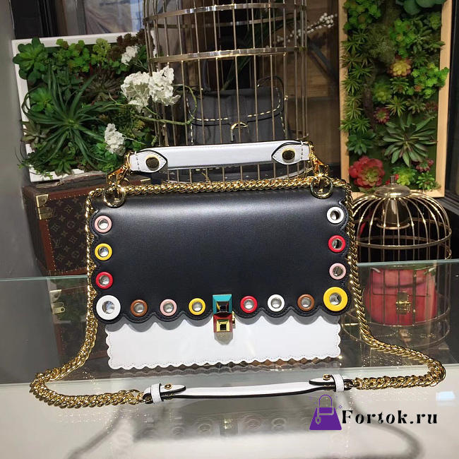 Fendi Kani Handbag Black and White 2015 25cm - 1