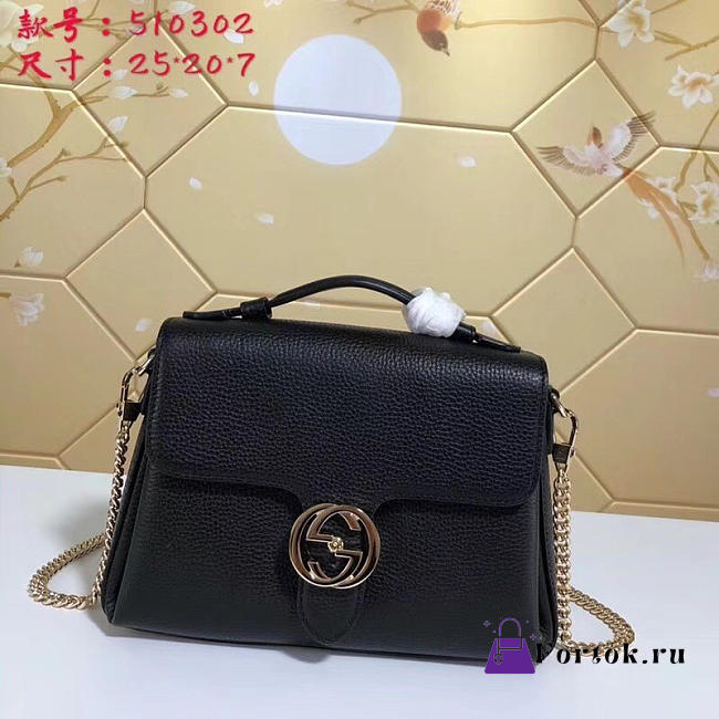 Gucci GG Flap Shoulder Bag On Chain Black 5103032 25cm - 1