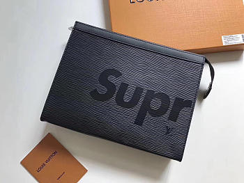 Louis Vuitton Supreme Clutch Black Bag M41366 26cm