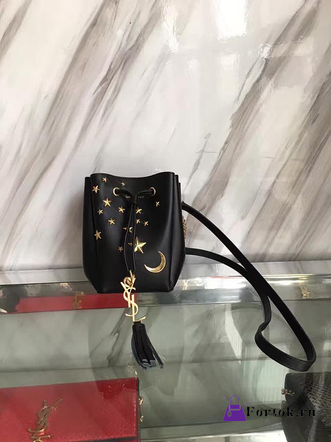 YSL Moon & Star Blk Leather Bucket 4813 16.5cm - 1